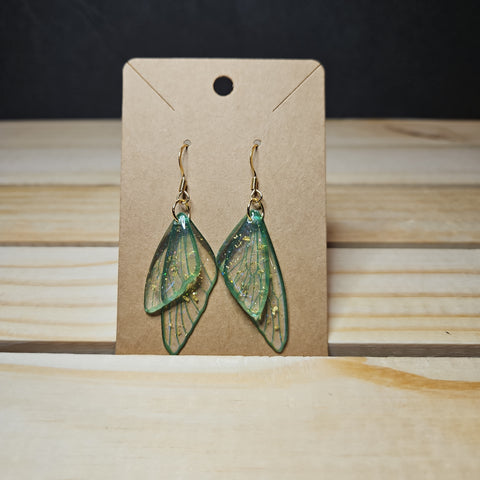 Green Butterfly Resin Earrings