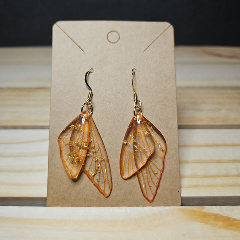 Orange Butterfly Resin Earrings