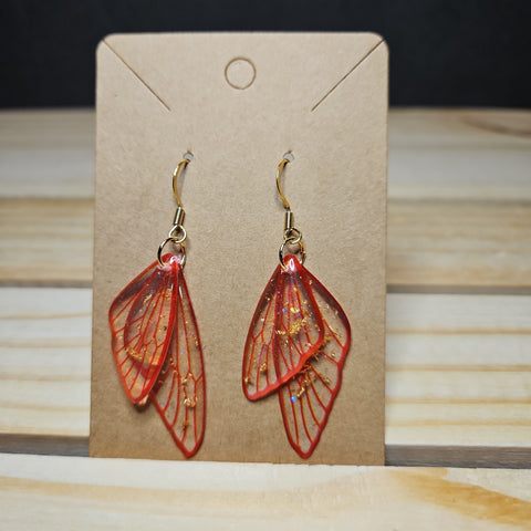 Red Butterfly Resin Earrings