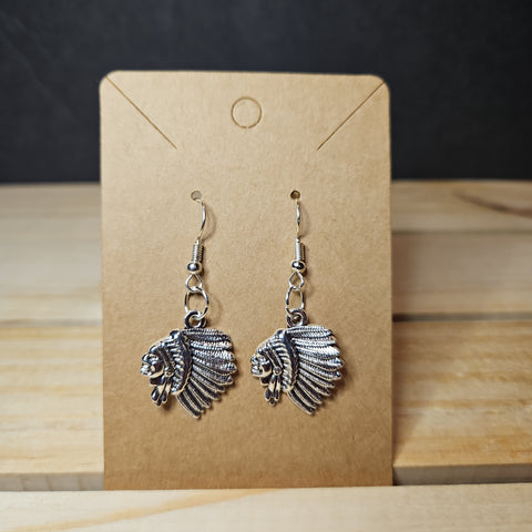 Silver Indian Head Earrings