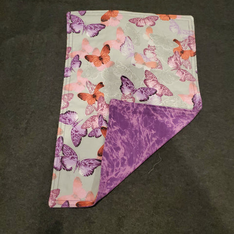 Burp cloth- Butterflies with tie-dyed Purple