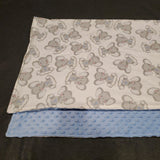 Baby Blanket- Gray Baby Elephants with Clouds